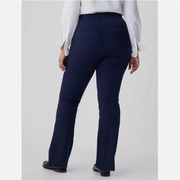 GAP High Rise Flare Pintuck Pleat Stretch Pants Navy Blue 10 PETITE RT$80 NWT - Picture 4 of 16